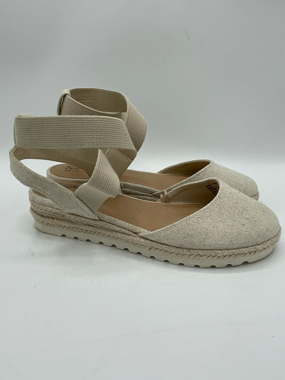 Seychelles Bindy Cream Ankle-Wrap Crisscross Strap Espadrille Sandal.